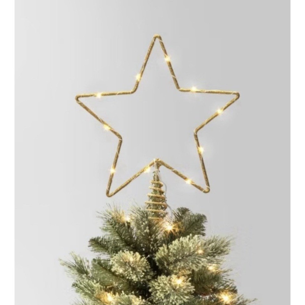 Wondershop Christmas Tree Topper 10in LED Lit Glitter Metal Open Star Target NEW